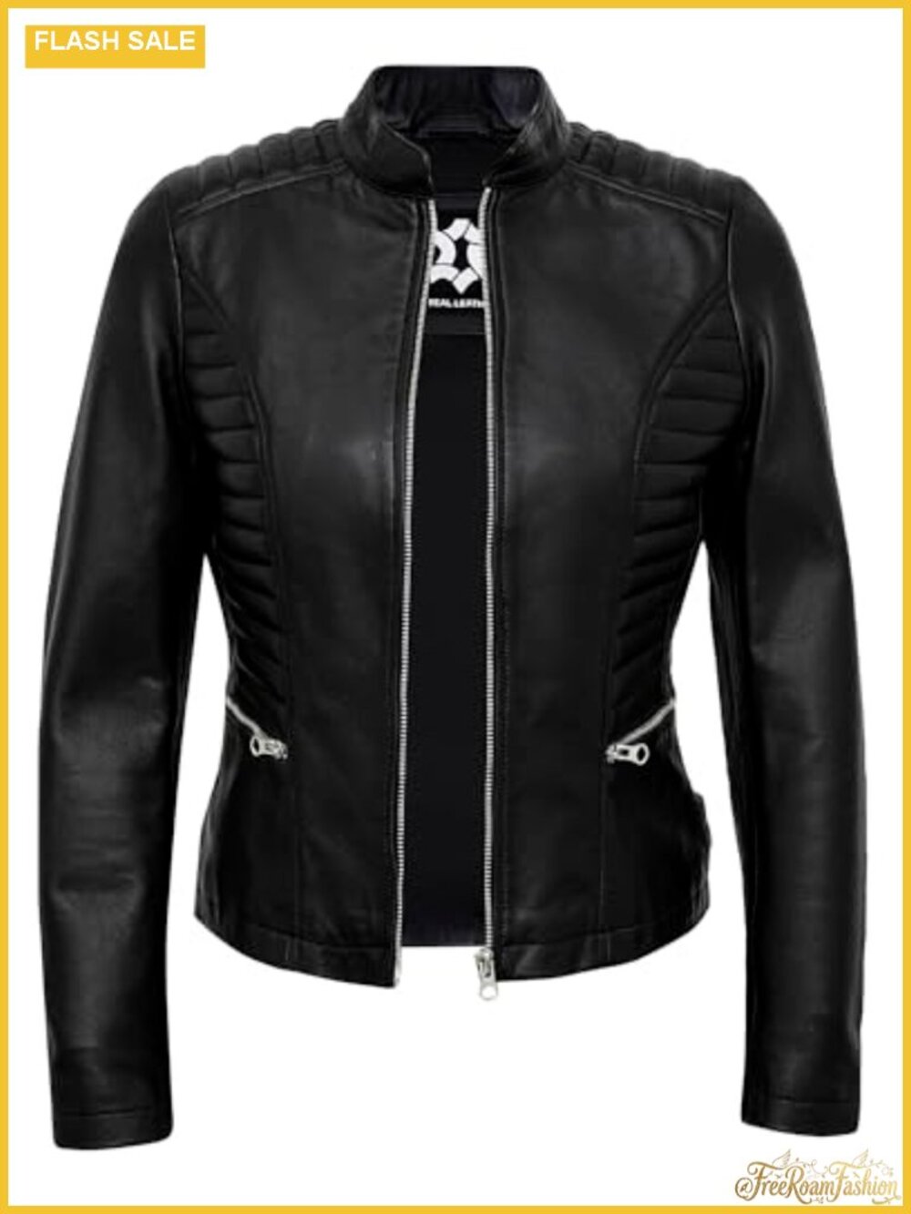 Real Lambskin Leather Motorcycle Jacket Cafe Racer Women